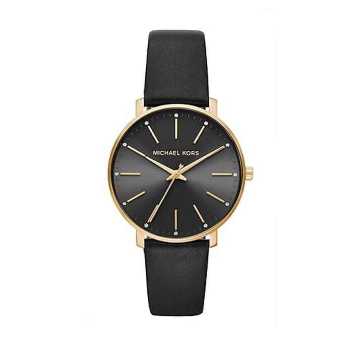 Reloj Michael Kors con Malla de Cuero y Esfera Redonda Reloj Michael Kors con Malla de Cuero y Esfera Redonda