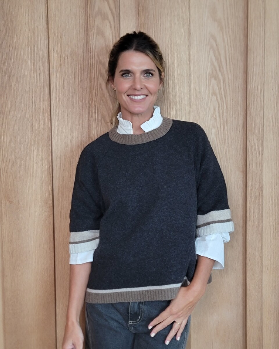 Buzo Clemen Lambswool - Charcoal rayas 