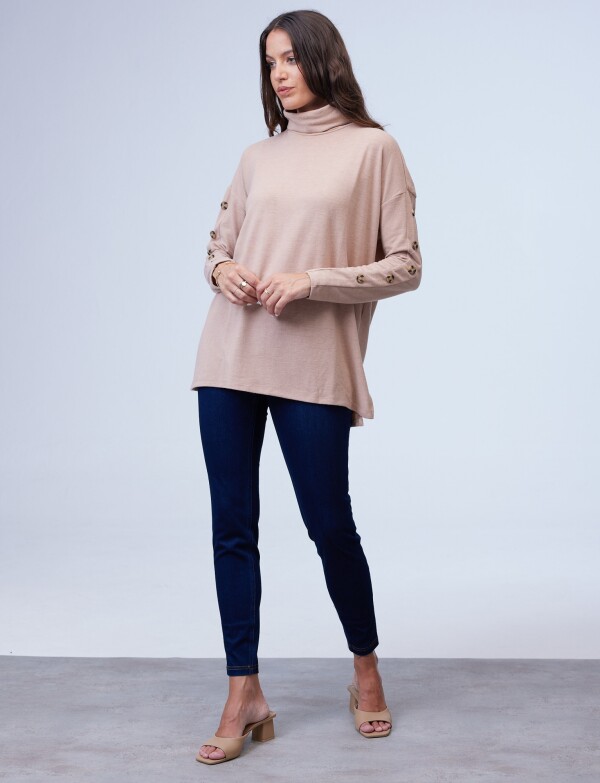 Polera Botones BEIGE