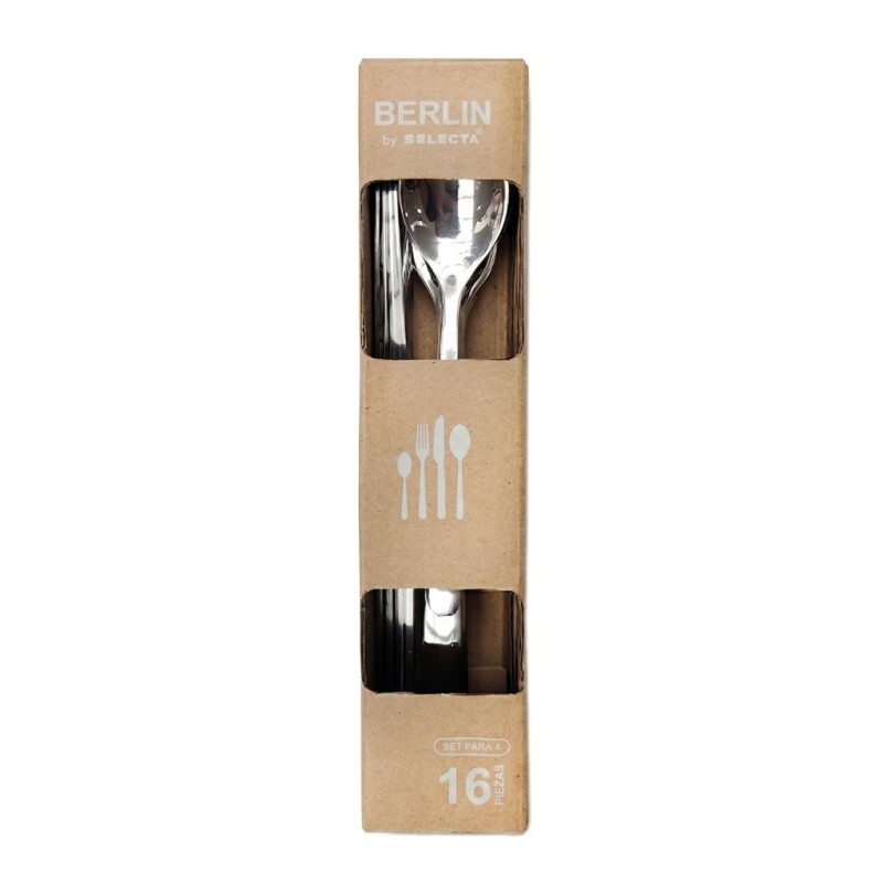 Set de 16 Cubiertos de Acero Inoxidable Berlin SET 16 PIEZAS CUBIERTOS ACERO INOX """"BERLIN""""