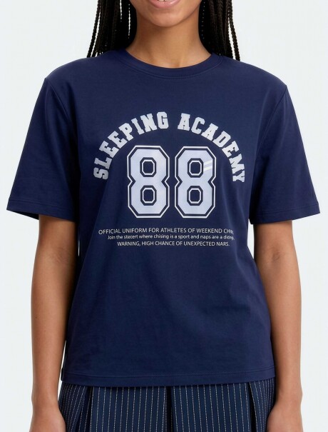 CAMISETA DE MANGA CORTA CON ESTAMPADO AZUL