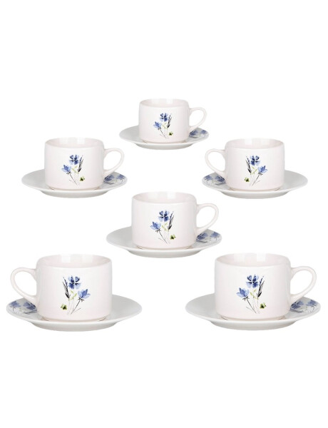 SET 6 TAZAS DE TE 220ML C/PLATO FLORES AZULES SET 6 TAZAS DE TE 220ML C/PLATO FLORES AZULES