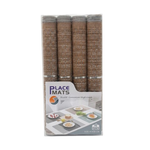 SET INDIVIDUAL RECT MARRON COMB 30X45CM 4PZAS Unica