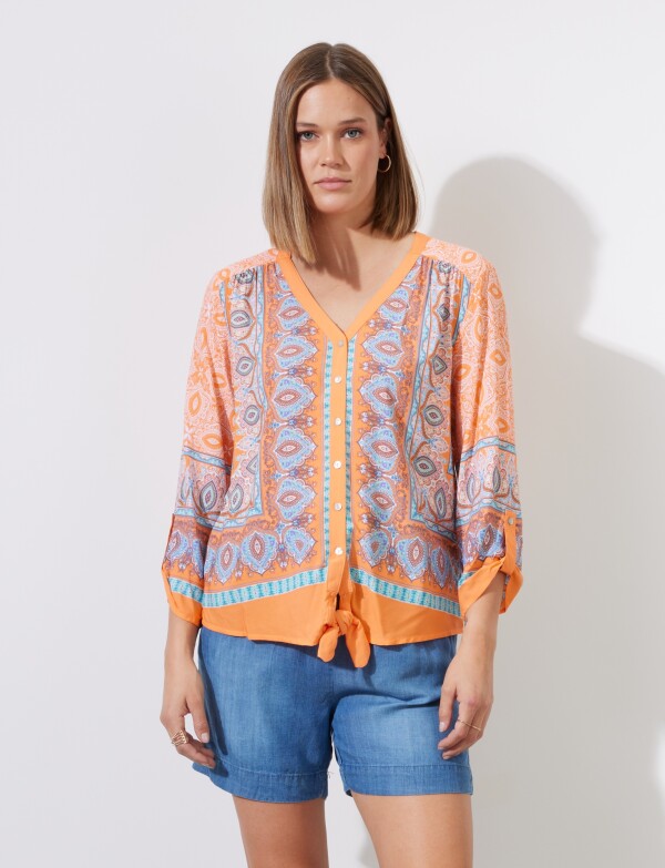 Blusa Shibori ANARANJADO/MULTI