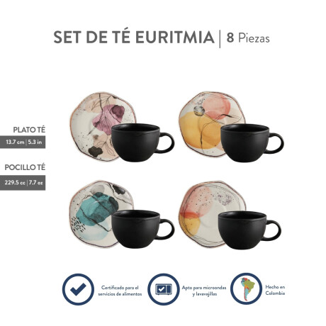 Juego de Té 8 Piezas Euritmia 230 ml Loza Juego de Té 8 Piezas Euritmia 230 ml Loza