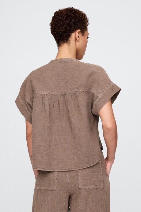 Camisa Muselina Manga Corta Mujer Arrow Brown