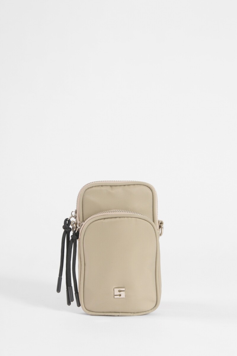 Porta celular strap ojalillos beige
