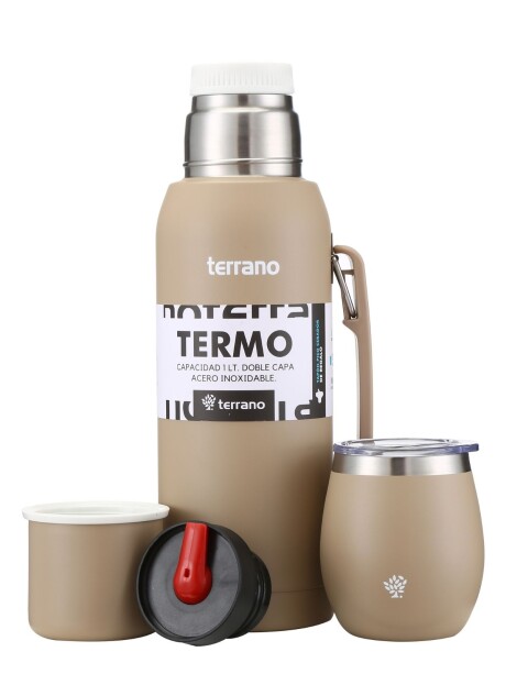 Set Acero 1Lt. Mate con Tapa Arena
