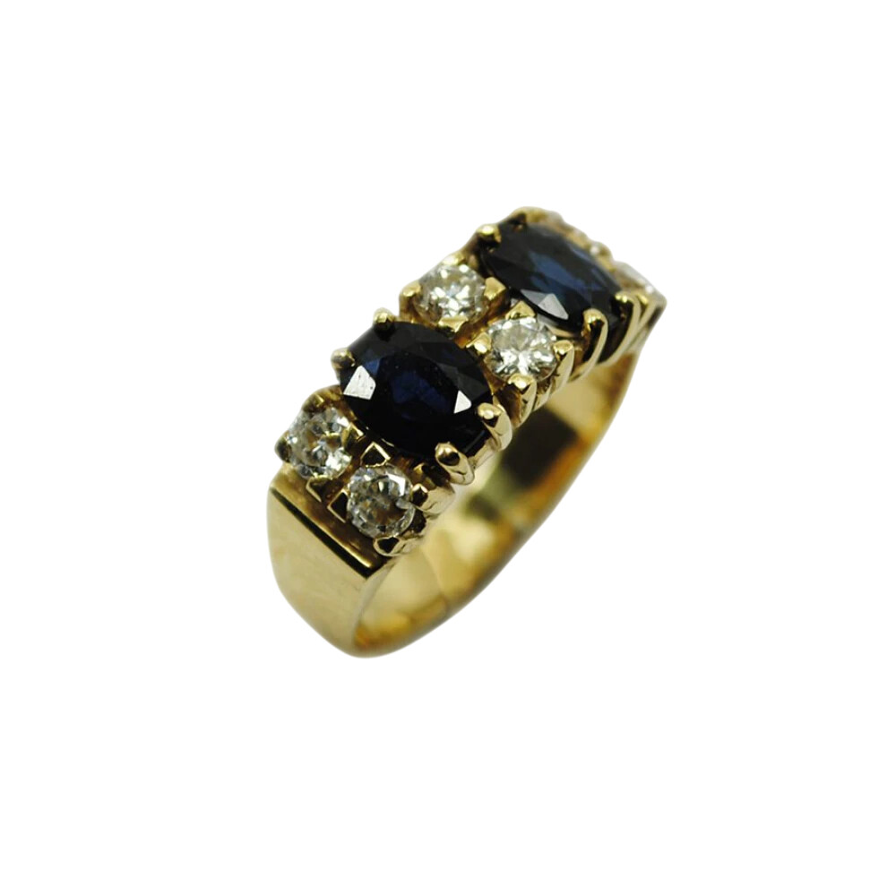 Anillo De Oro 18K Con Brillantes Y Zafiros Anillo De Oro 18K Con Brillantes Y Zafiros
