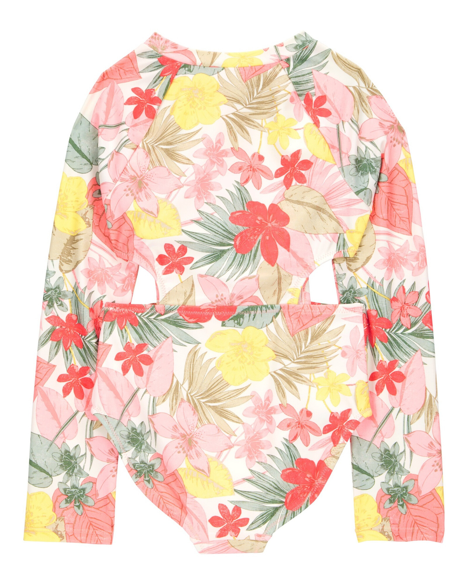 Malla de baño una pieza, manga larga, con protección UPF 50+, diseño floral Sin color