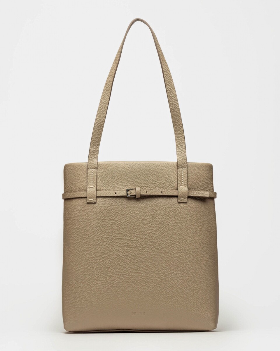 Shopper Bay en cuero graneado - Taupe 