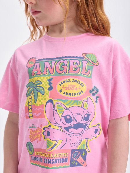 Remera manga corta Stitch Rosa