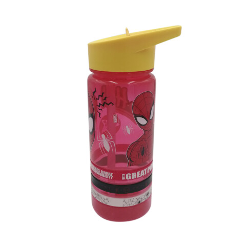 Botella Plástica con Pajita Spiderman 500 ml + 3 Pulseras Goma U