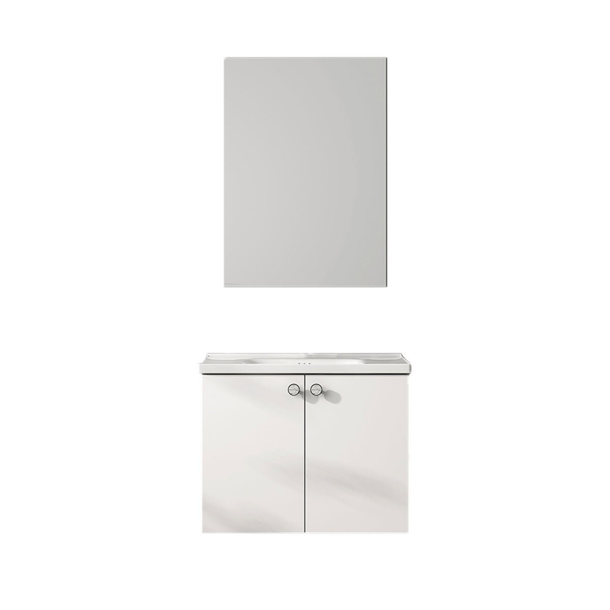 Mueble Baño En Mdf 61X40X45 Blanco Incl. Bacha Y Espejo 