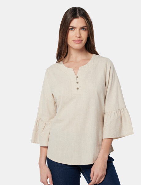 BLUSA DE LINO VOLADOS Beige