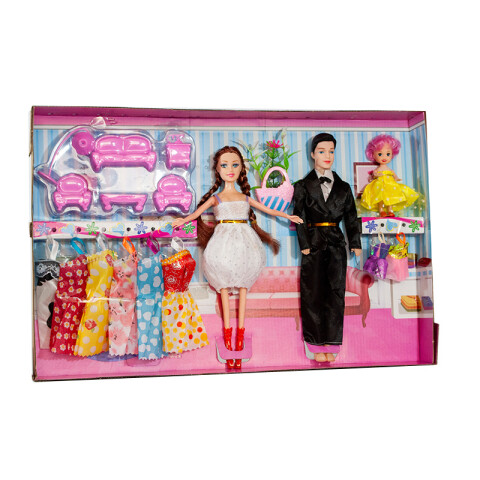 Muñeca goma pareja novios y bebe c/acc 51x33cm Muñeca Goma Pareja Novios Y Bebe C/acc 51x33cm