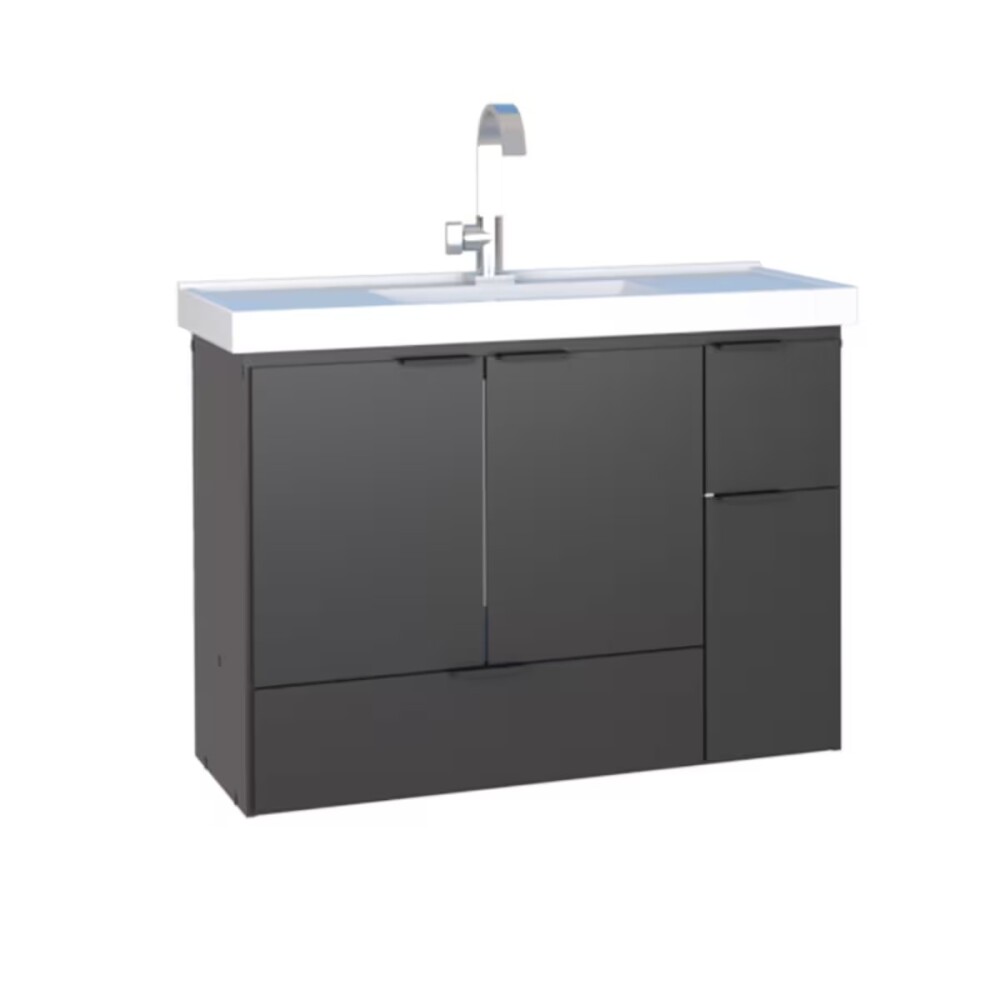 Mueble de baño suspendido Orquidea negro 80 cm con bacha de resina Mueble De Baño Suspendido Orquidea Negro 80 Cm Con Bacha De Resina