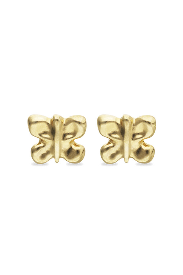 PENDIENTES DE ALEACIÓN DE METALES BAÑADOS EN ORO 18K EN FORMA CON MARIPOSA Pendiente