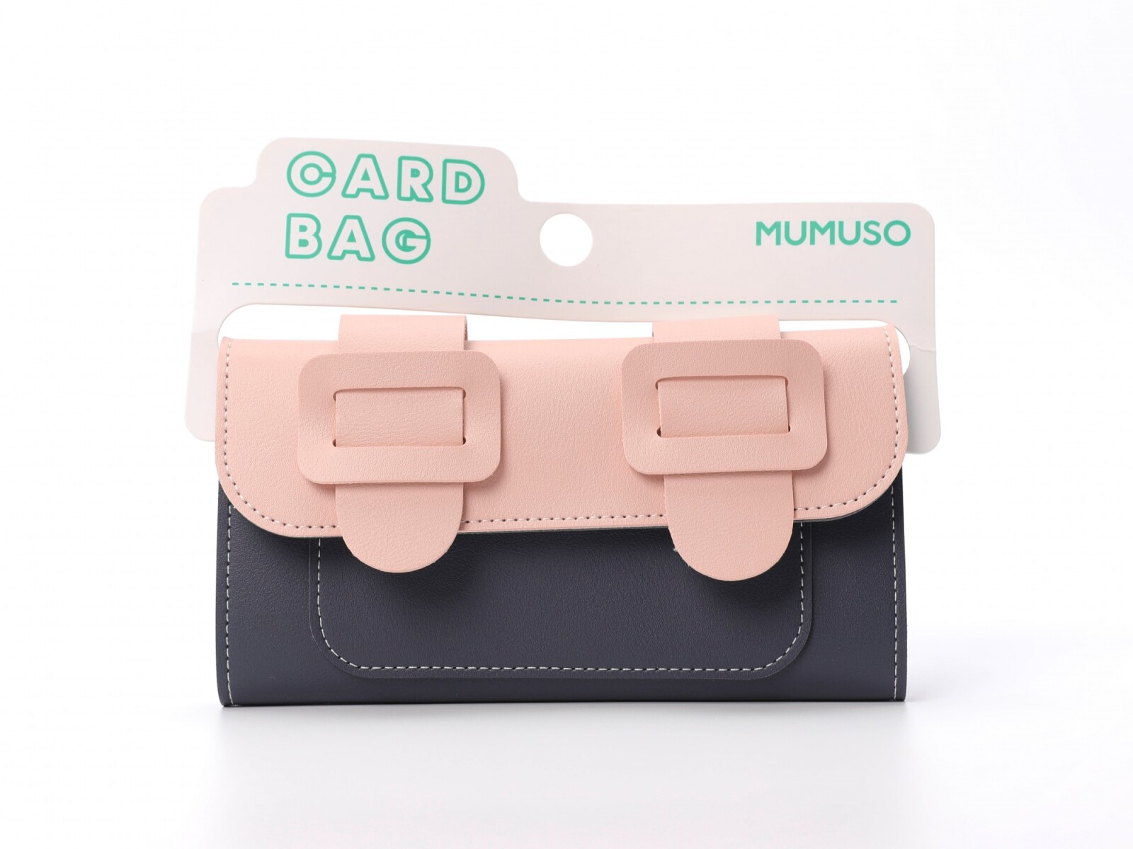 CARTERA LARGA MULTIFUNCIONAL DE TRES PLEGABLES (BLOQUEO DE COLOR/ROSA Y GRIS) 