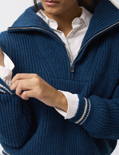 Sweater cuello cierre petroleo