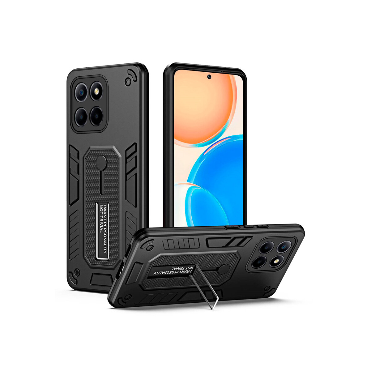 Protector para Honor X8 5G con soporte color negro 