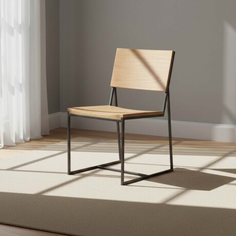 SILLA DE COMEDOR MADERA-Y-METAL NATURAL-BEIGE YORK