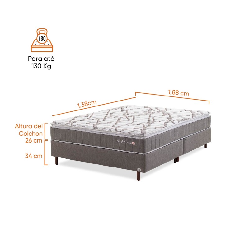 Somier Espuma Charlotte 2 Plazas 138 x 188 x 26