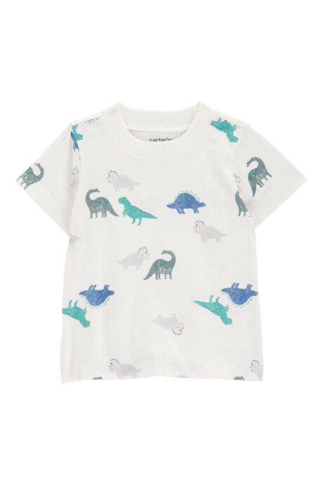 Set dos piezas de algodón, enterito corto y remera, diseño dinos Sin color