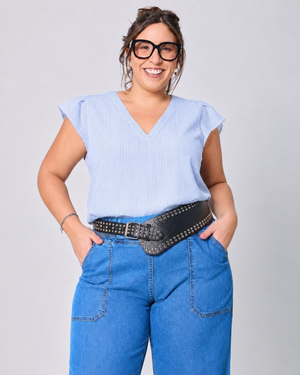 Blusa Beti - Rayas celeste 