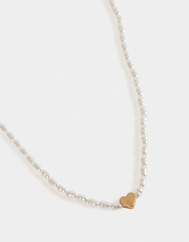Collares Cortos Corazón Collar Corto Con Perlas - Dorado