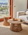 Mesa de centro Jeanette madera maciza de teca natural Ø 80 cm