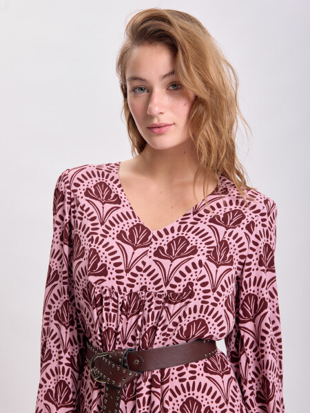 Vestido largo paneles Rosa