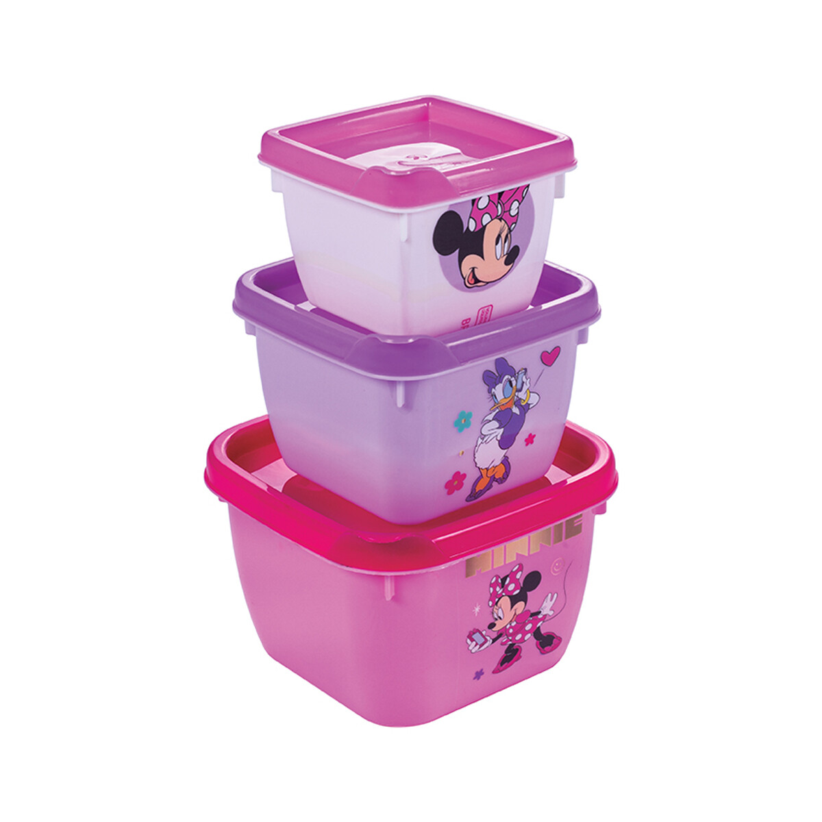Pack x 3 Recipientes Minnie - ROSA FUERTE 