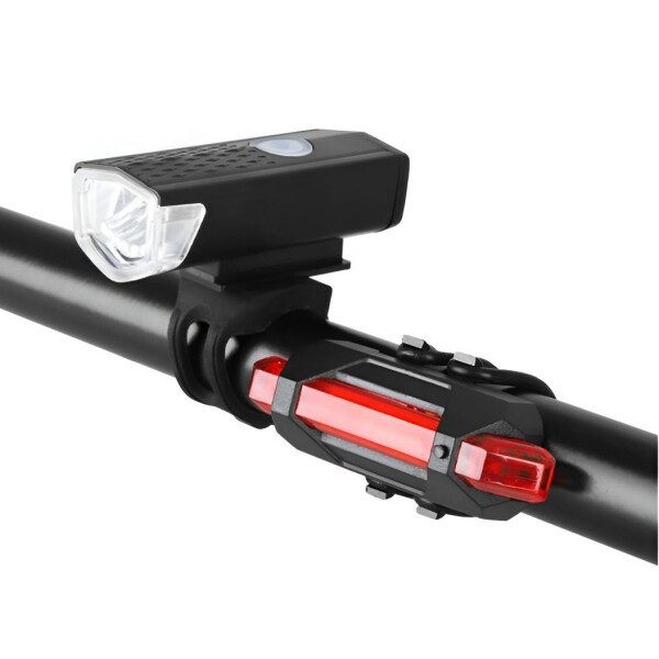 Kit Luces Led Delantera Y Trasera Bicicleta Recargable Usb Variante Color Negro