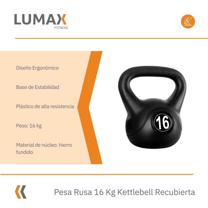Pesa Rusa Kettlebell 16 kg con terminación premium y calidad superior Pesa Rusa Kettlebell 16 kg con terminación premium y calidad superior