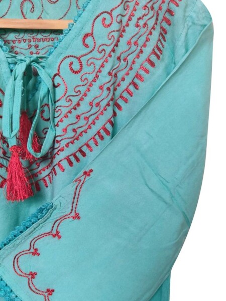 Vestido celeste SPRING bordado Rojo