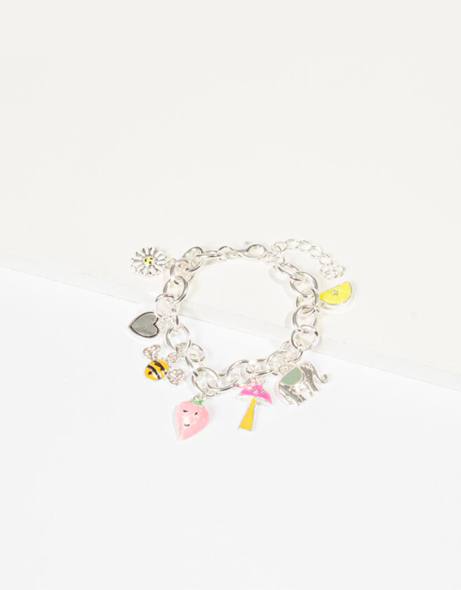 Pulseras Infantiles Pulsera Infantil Con Mostacillas Y Dijes - Plateado