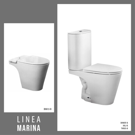 JUEGO DE LOZA BLANCO, INODORO DESCARGA A 25 CM, MOCHILA,TAPA Y BIDET LINEA MARINA MARCA FERRUM BLANCO