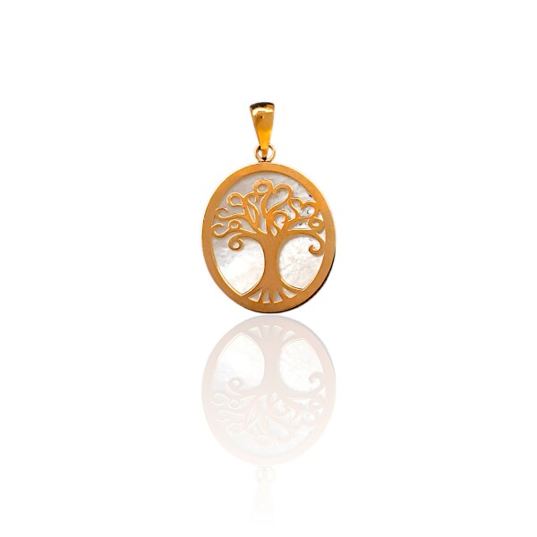 Dije Árbol de la vida-Oro bajo-Piedra Nácar-CP8565 Conpiedra