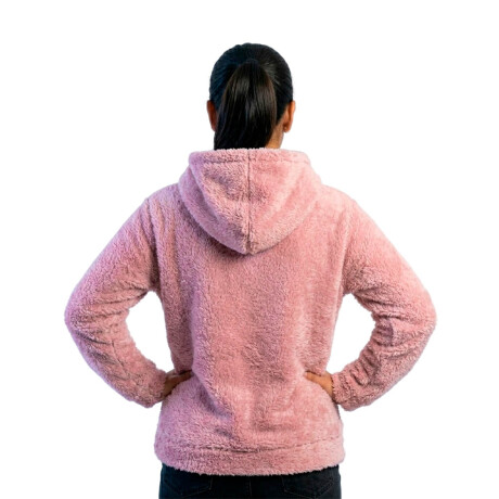 Set2 Buzos Canguro Polar Corderito Unisex Medio Cierre Rosado/Blanco