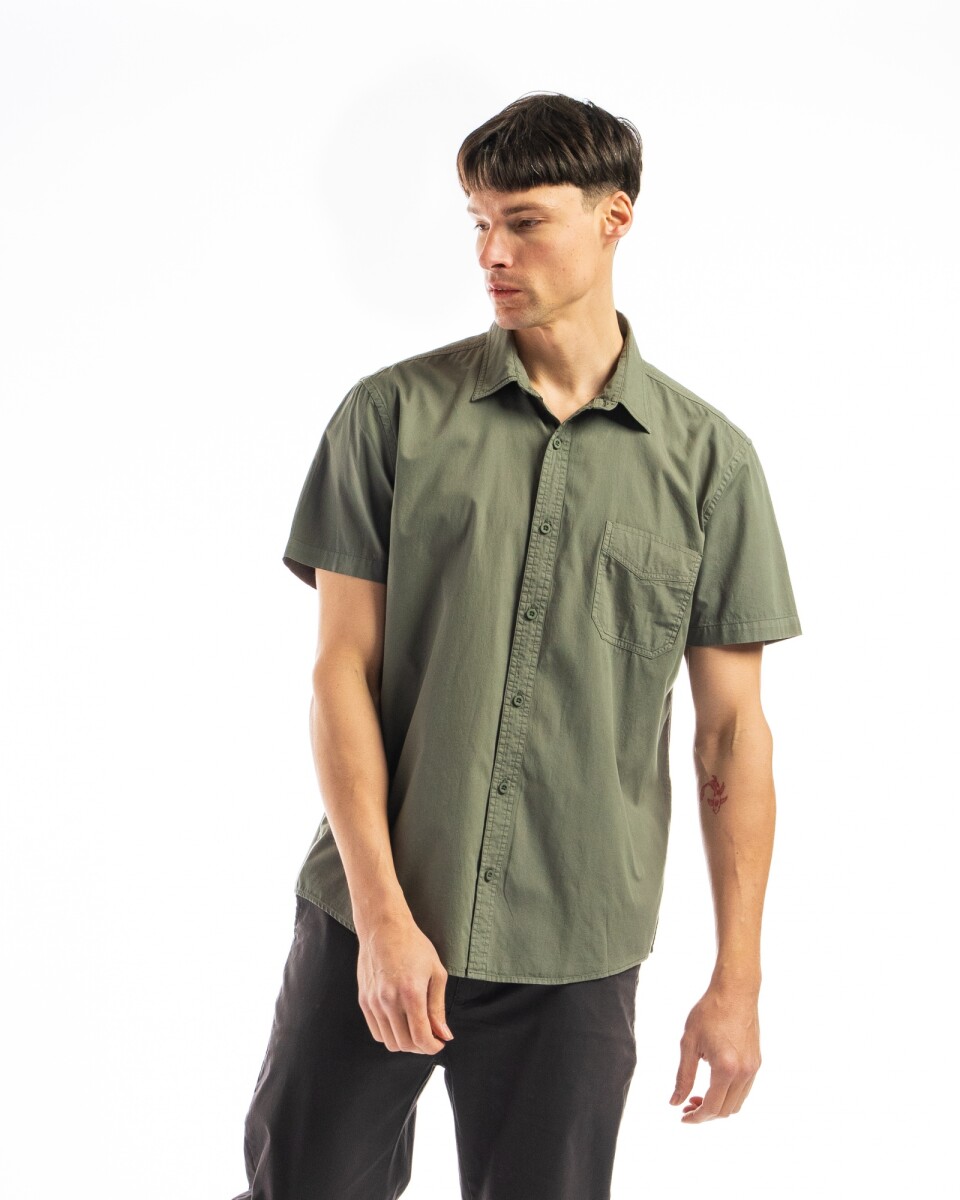 Camisa M/C Algodón C/Bolsillo Barcelona - Kaki 
