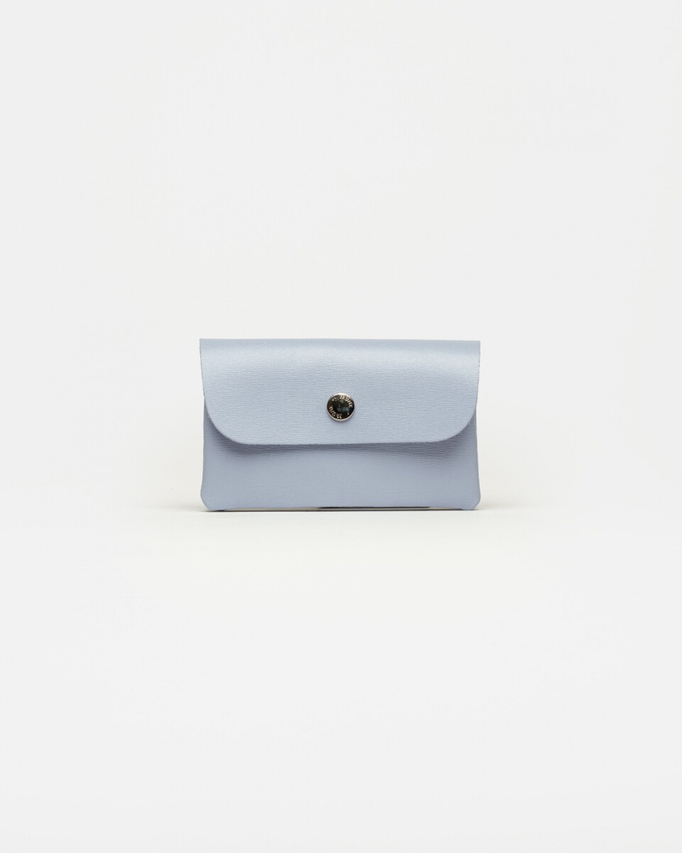 Tarjetero Santina en cuero grabado saffiano - Celeste 