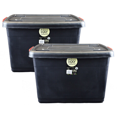 Set x2 Caja reforzada heavy box 95 lts NEGRO