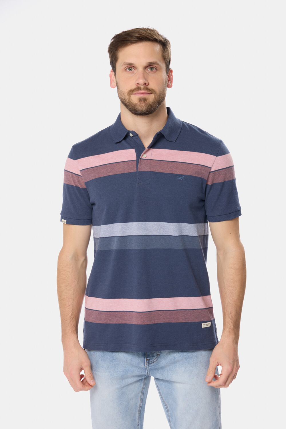 REMERA POLO RAYADA Azul