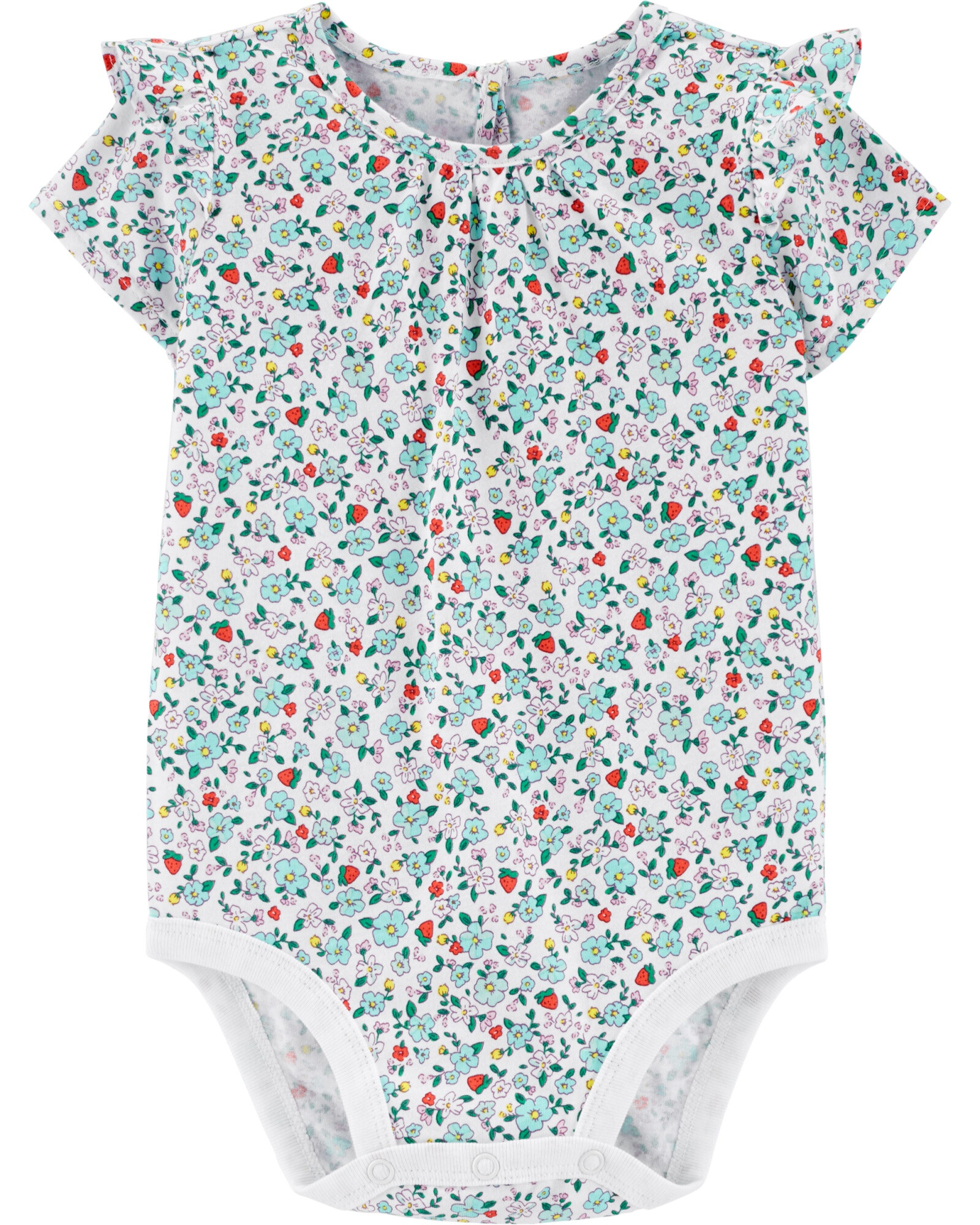 Body de algodón, manga corta, diseño floral Sin color