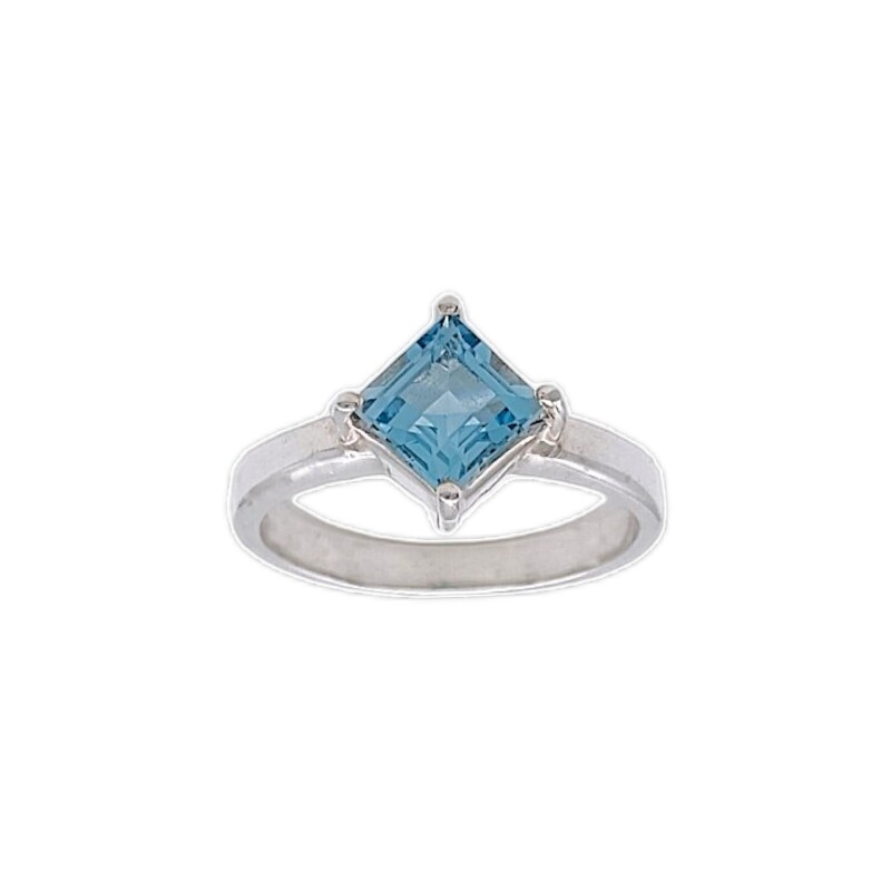 Anillo Rombo-Plata rodinada-Piedra Aguamarina-AN2014 conpiedra