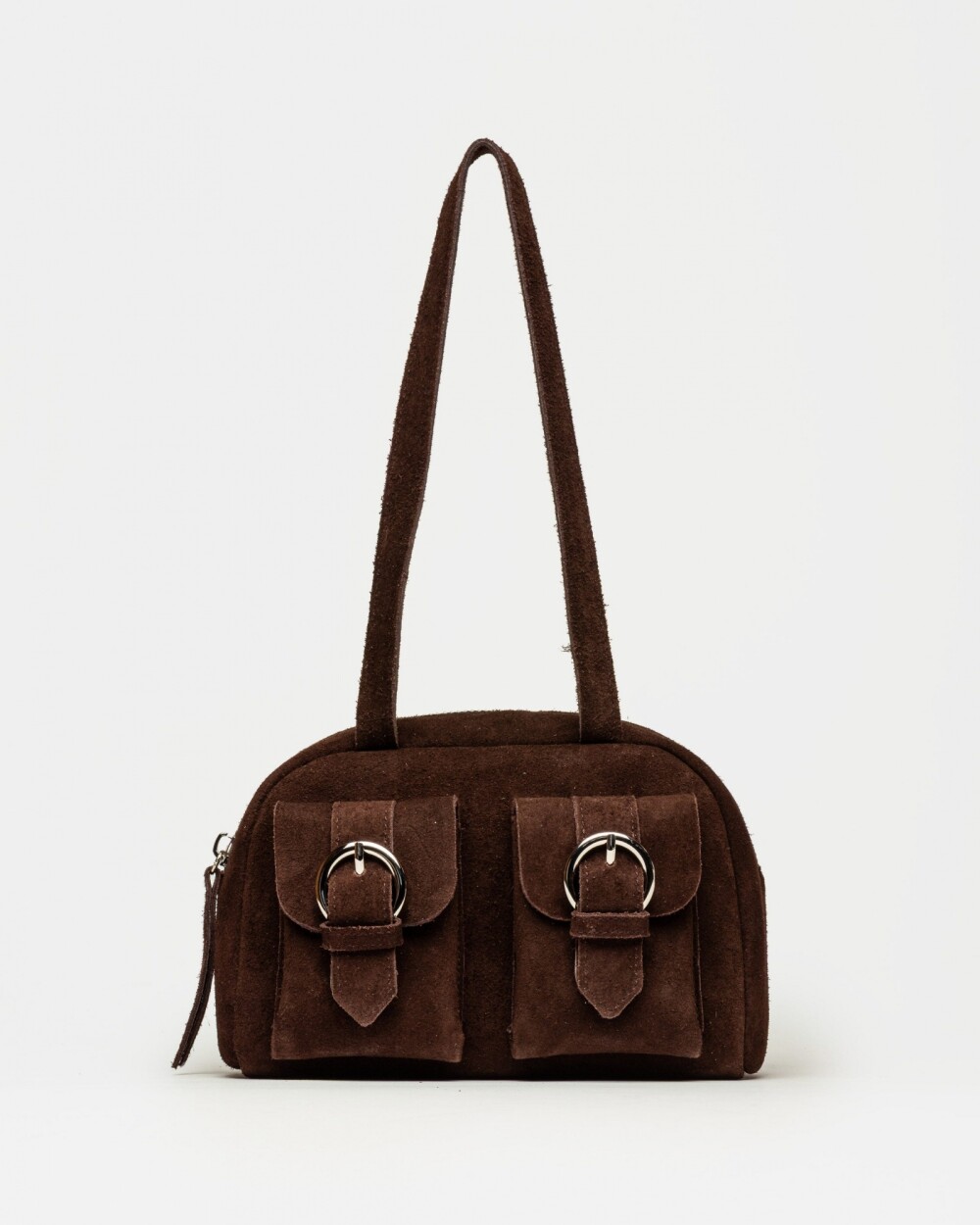 Cartera al hombro Indie en cuero gamuza Marron