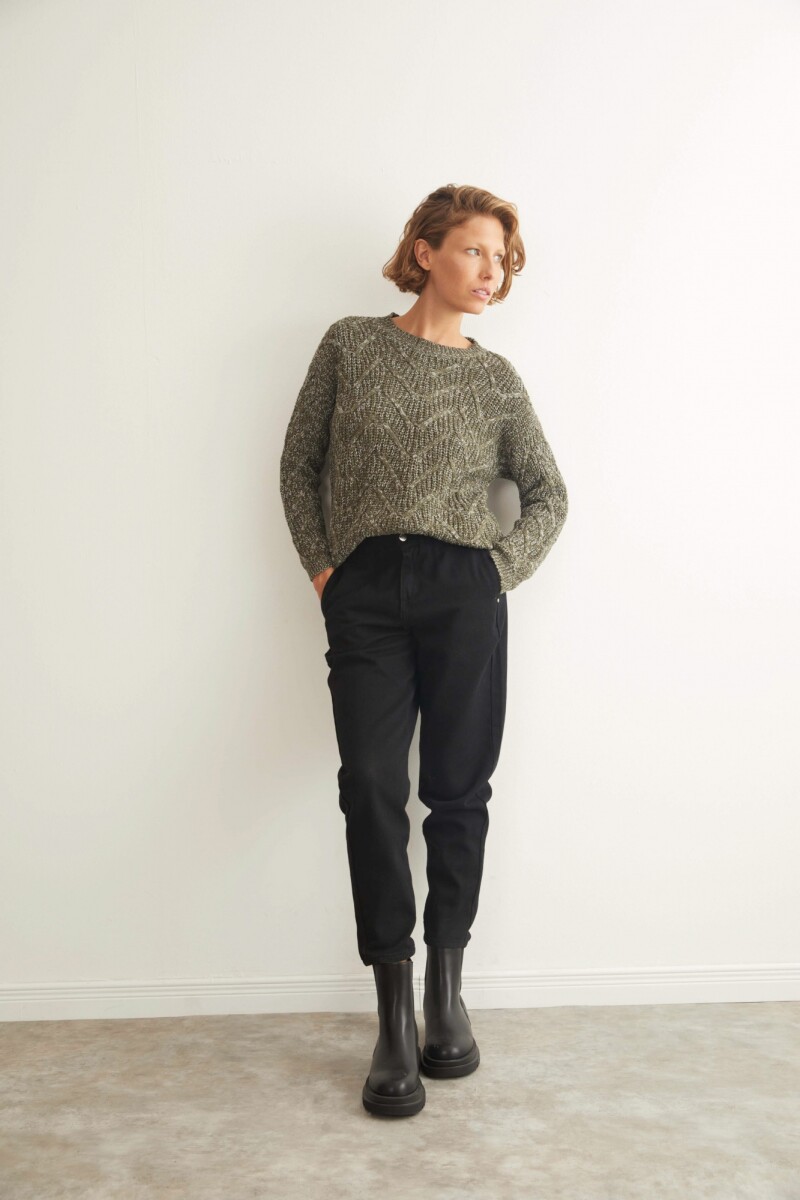 Sweater oversized con estructura verde oliva