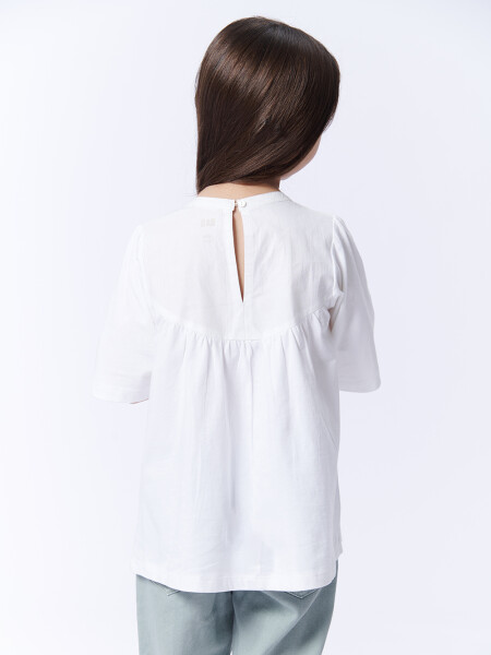 Blusa manga corta broderie Cruda