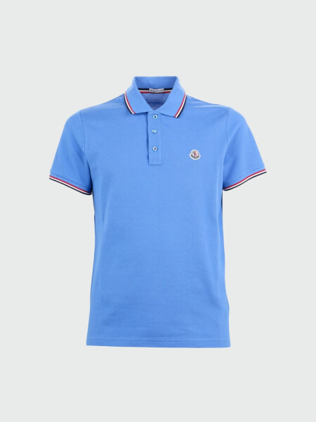 Moncler -Remera polo de algodón manga corta Celeste